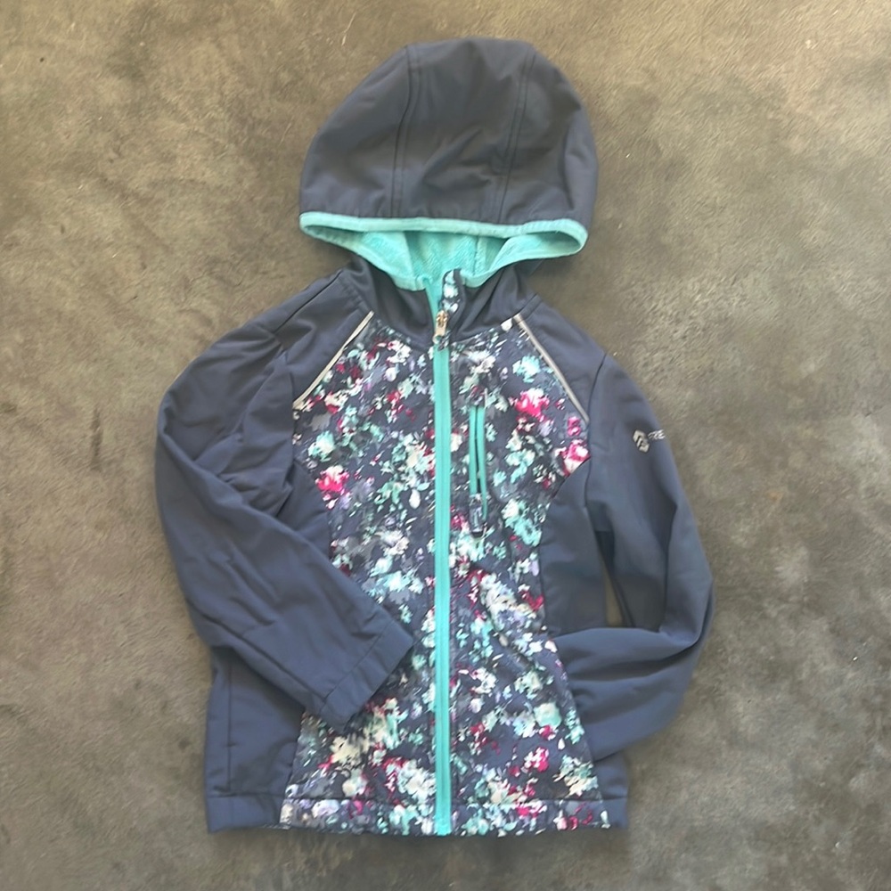 Girls jacket 
Gray, blue floral